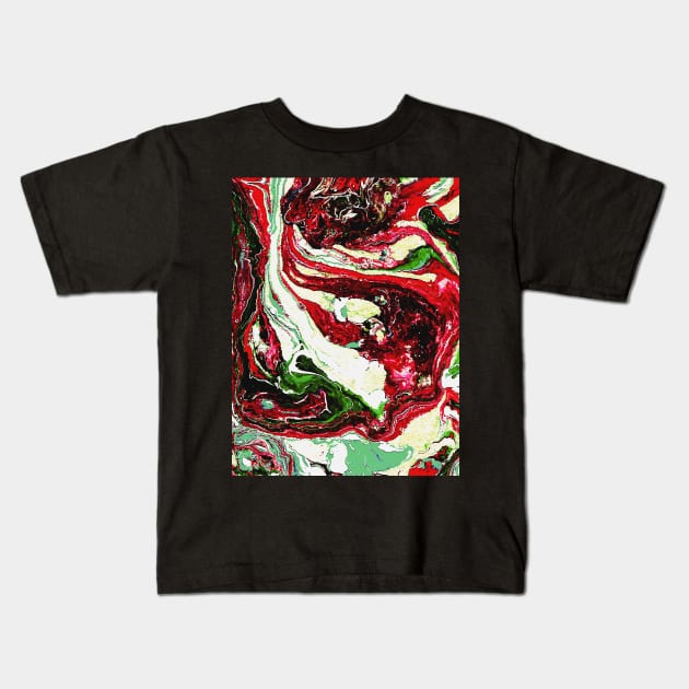 Abstract marble texture fluid art design Kids T-Shirt by FLOWING COLORS